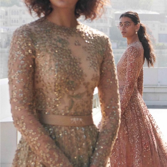 Sabyasachi blush pink gown - Fits a size 6. Comes with an adjustable belt - Picture 5 of 6